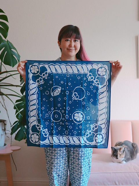 Mangosteen : The Queen of Tropical Fruit | Scarves Bandana batik in indigo dyes