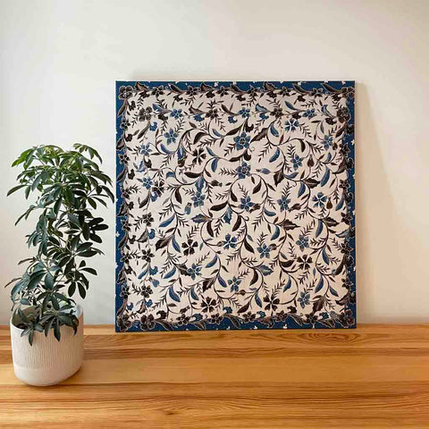 Pecutan : Perennial Flowering Vines | 'Batik Tulis' Scarves | White & Blue