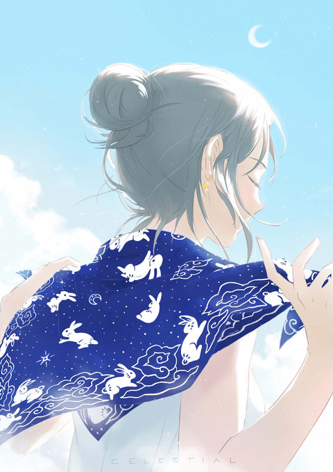 animated girl wearing blue indigo rabbit bandana
