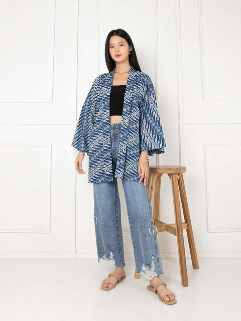 Parang Rusak | Blue | Haori Batik Naturally Dyed