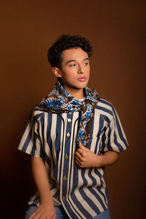 Pecutan : Perennial Flowering Vines | 'Batik Tulis' Scarves | Dark Indigo