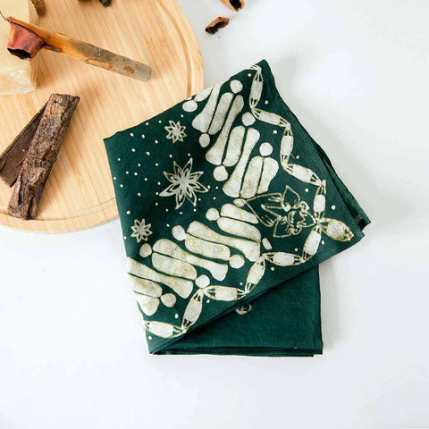 green batik bandana Naturally dyed indonesian batik handkerchief bandana twilscarfs artisan support local vancouver portland newyorka twilly scarfs artisan support local