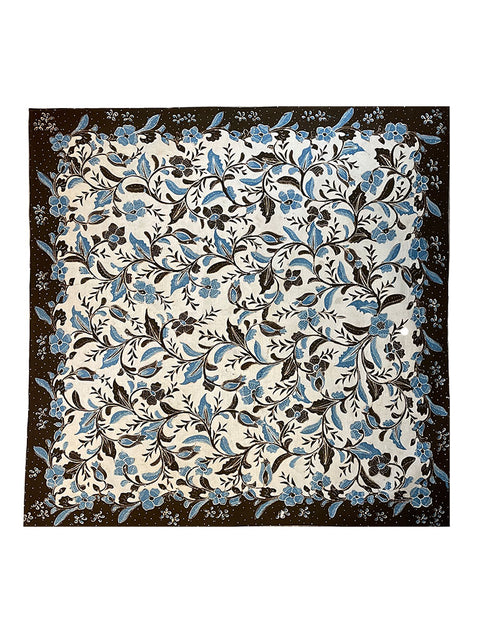 Pecutan : Perennial Flowering Vines | 'Batik Tulis' Scarves | Dark Indigo