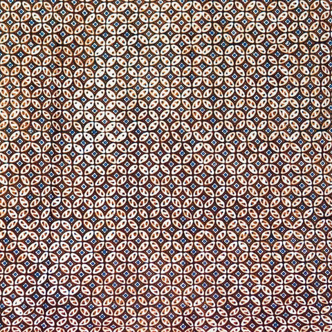 geometrical handmade fabric with blue, brown, white colors