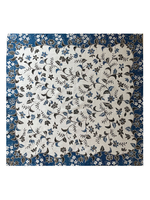 Pecutan : Perennial Flowering Vines | 'Batik Tulis' Scarves | White & Blue