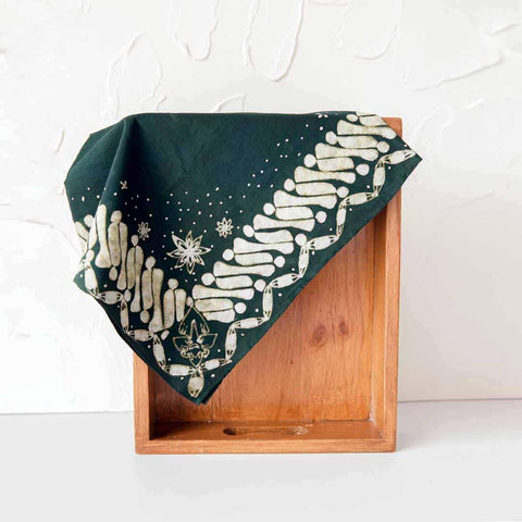 Naturally dyed indonesian batik handkerchief bandana twilly scarfs artisan support green batik bandana local vancouver portland newyork